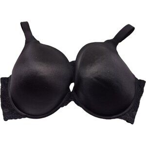 Joyspun Plunge Underwire Black Satin & Lace Full Coverage Adjustable Bra 46DD
